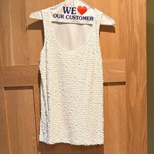 Ann Taylor white sequined Scoop Neck Tank Top